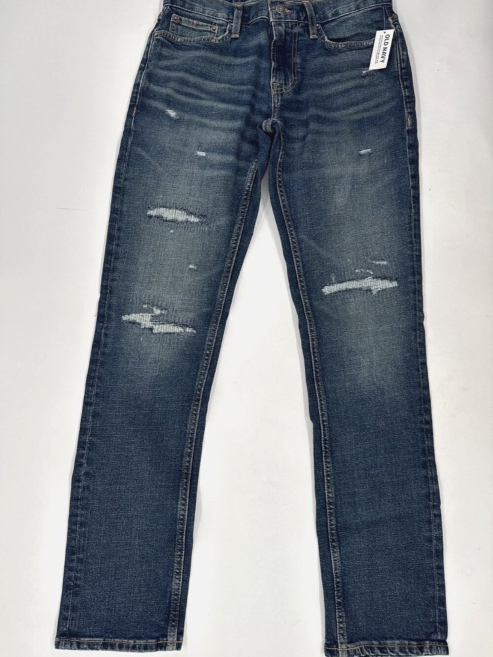 Old Navy Jeans Mens 28x32 Blue Denim Slim Built-In Flex Distressed Stretch NEW